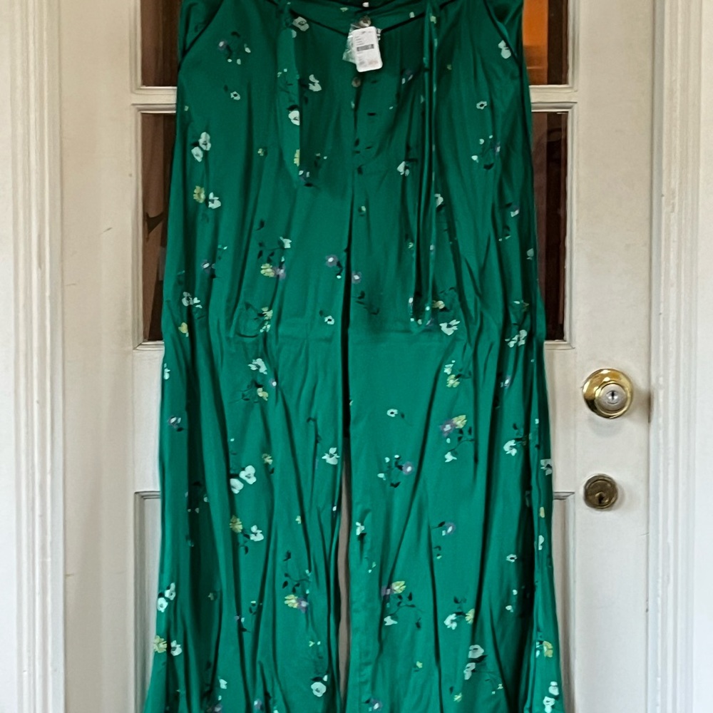Free People Emerald Green Wide Leg Jumpsuit